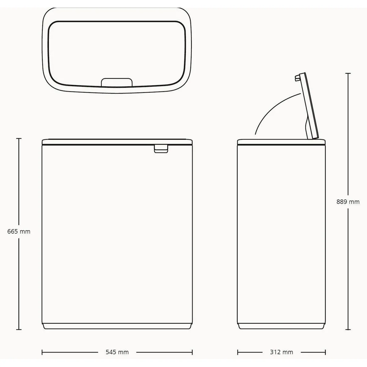 Brabantia Bo Touch Bin, 2 x 30L, elegantes Design, Soft-Touch-Öffnungssystem 5