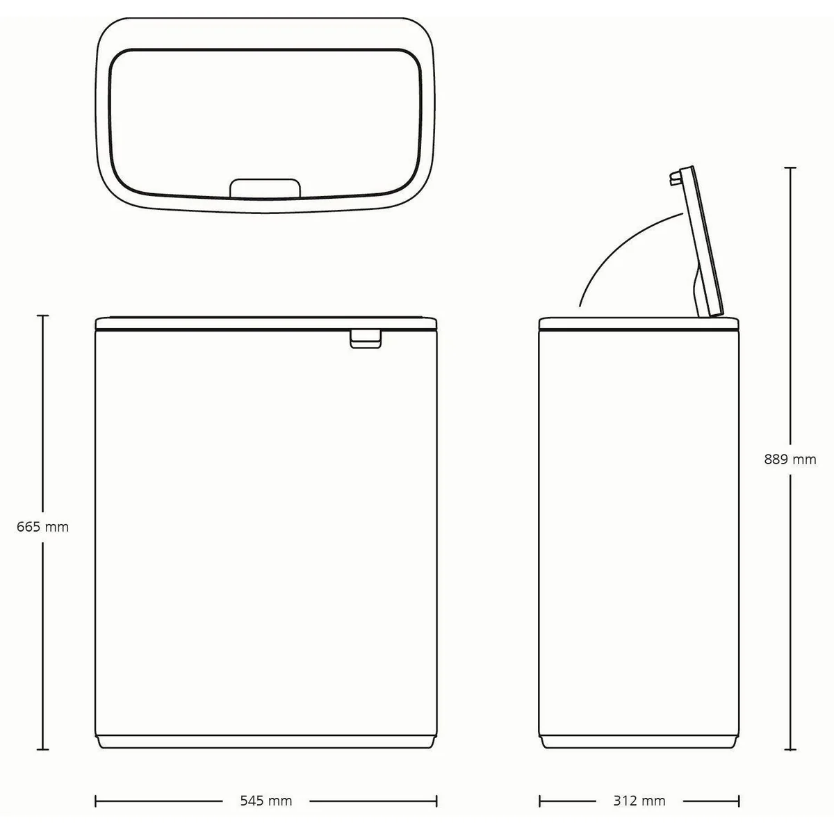 Brabantia Bo Touch Bin Mülleimer, 60L, Soft-Touch-Öffnungssystem, platzsparend 5