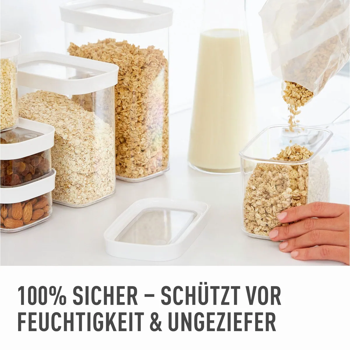 Emsa Optima Vorratsdose, 2-tlg, 0,18 Liter, rechteckig, frische Dichtung, rutschfeste Stapelränder 5