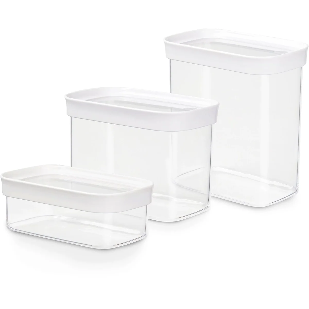 Emsa Optima Vorratsdose, 3-teiliges Set, hygienisch, platzsparend, rechteckig