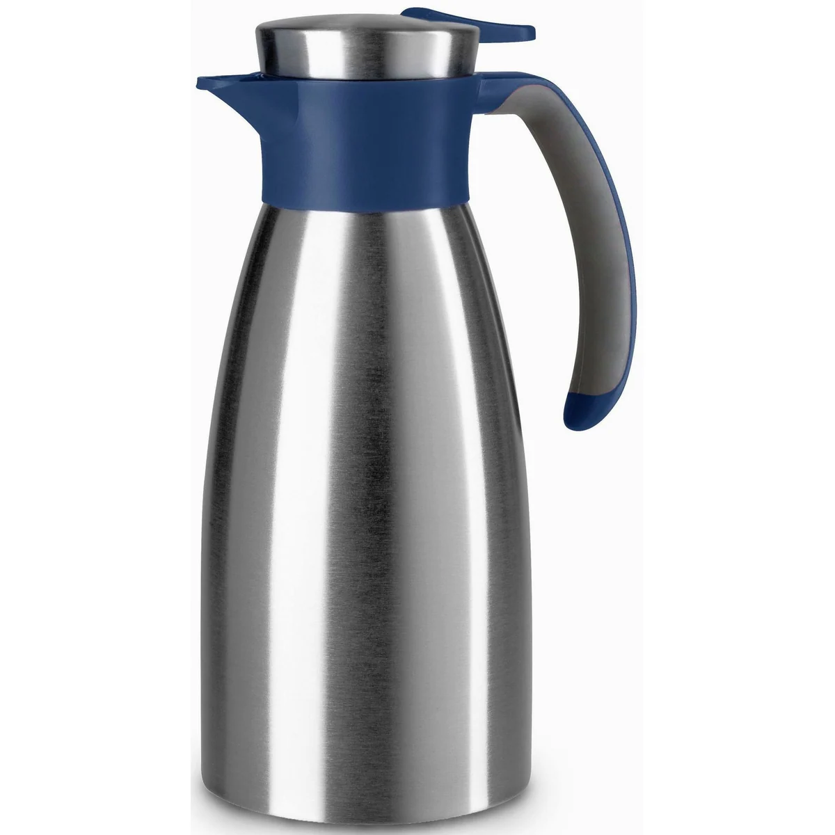 Emsa Soft Grip Isolierkanne, 1 l, doppelwandiger Edelstahl, rutschfester Griff, Quick-Tip-Verschluss