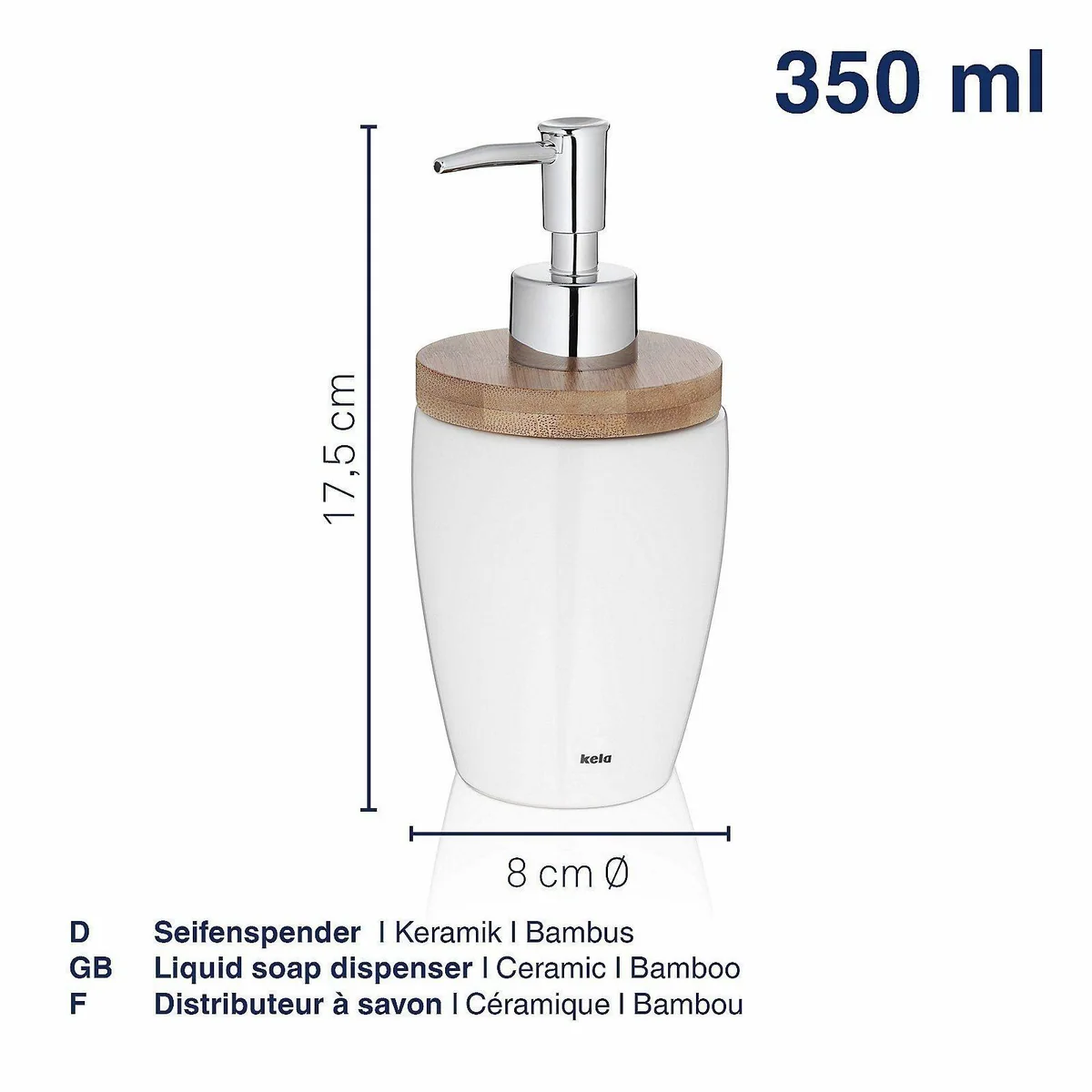 Kela Seifenspender Natura, glänzende Keramik, 350 ml, elegantes Design 4