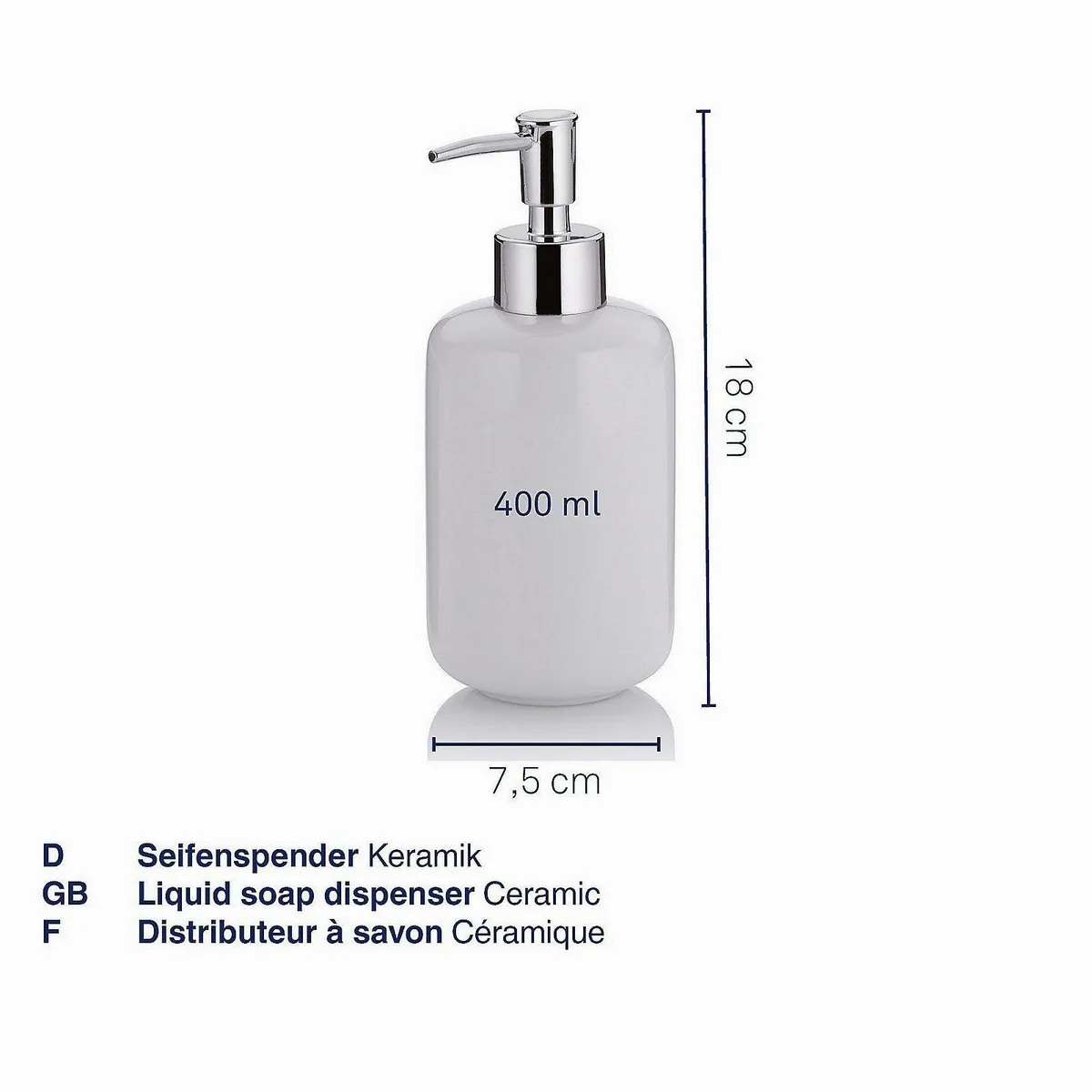 Kela Isabella Seifenspender, elegantes Keramikdesign, abnehmbarer Pumpkopf, 400 ml Fassungsvermögen 3