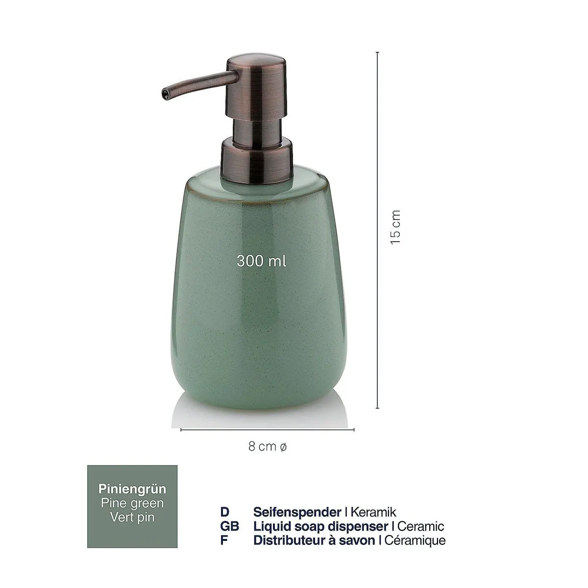 Kela Seifenspender Liana, eleganter Retro-Look, glänzende Keramik, 300 ml 3