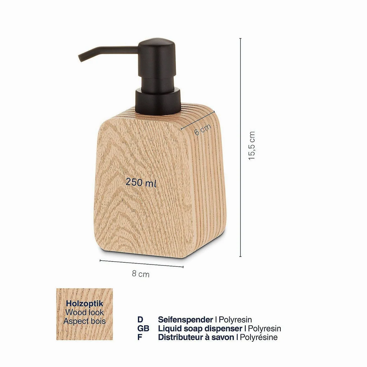 Kela Seifenspender Kaiu, Holzoptik, 250 ml, leicht zu befüllen 3