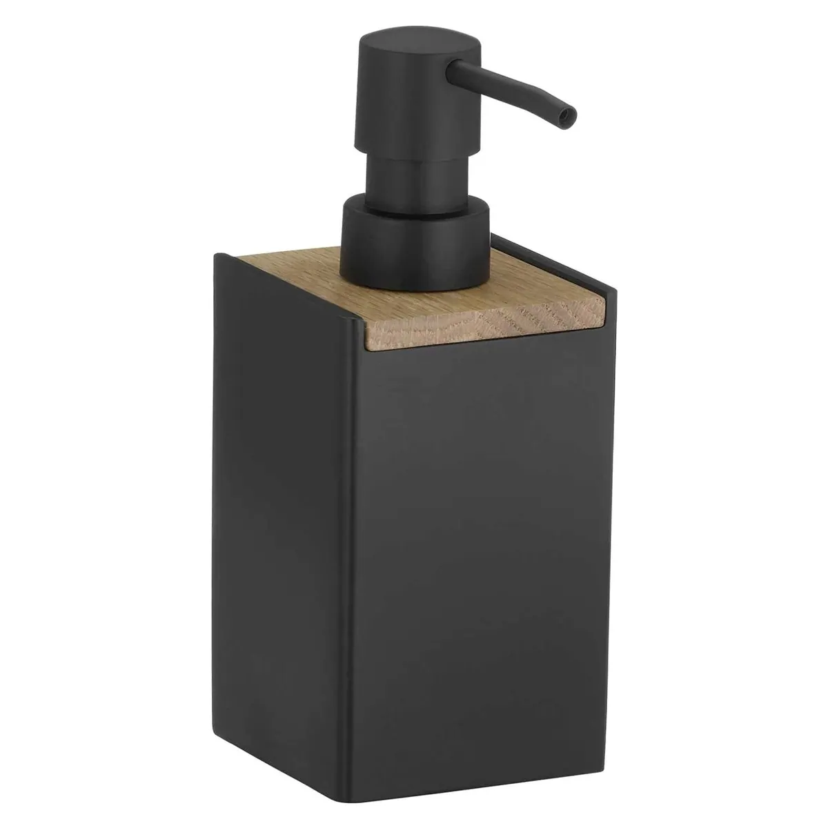 Kela Seifenspender CUBE, elegantes Design, 300 ml Fassungsvermögen, Eichenholz-Details
