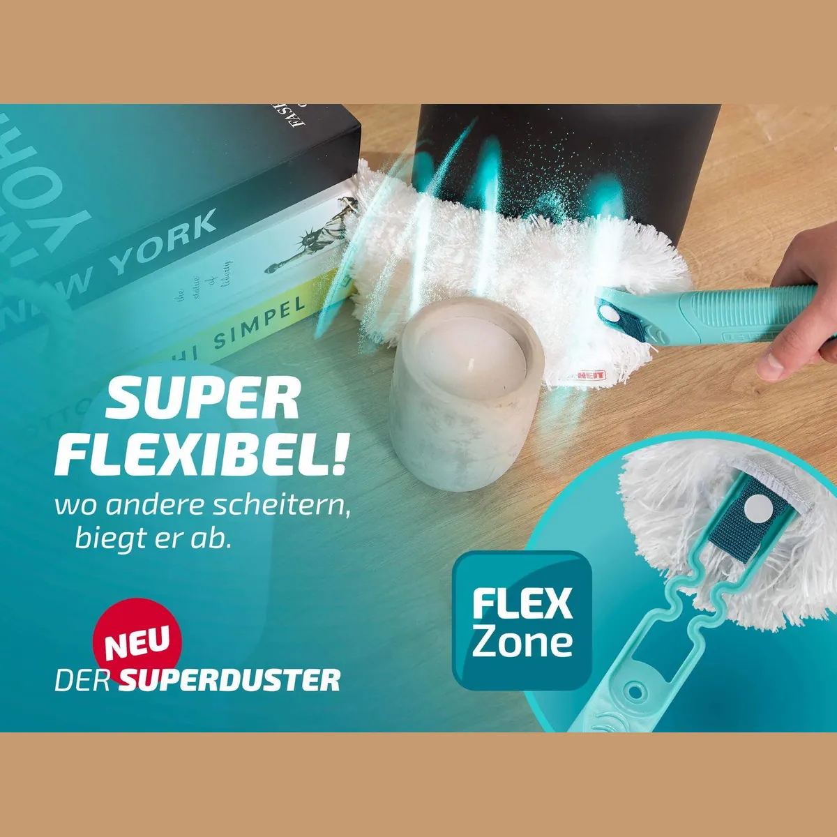 Leifheit SUPERDUSTER Staubwischer, waschbare Mikrofaser-Bezüge, ergonomischer Griff 3