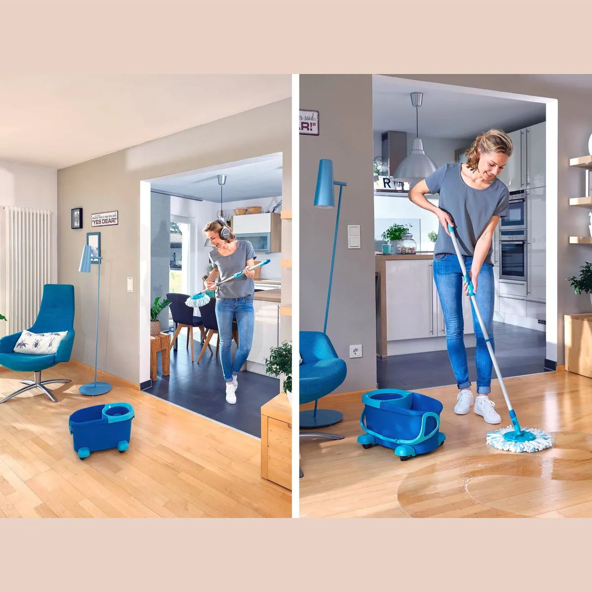 Leifheit CLEAN TWIST Disc Mop Ergo Mobile, innovative Teleskopmechanik, 360° Gelenk 4