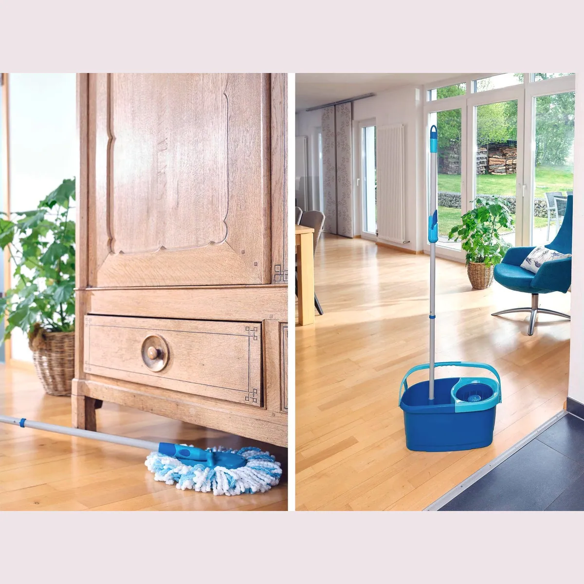 Leifheit CLEAN TWIST Disc Mop Ergo Mobile, innovative Teleskopmechanik, 360° Gelenk 5