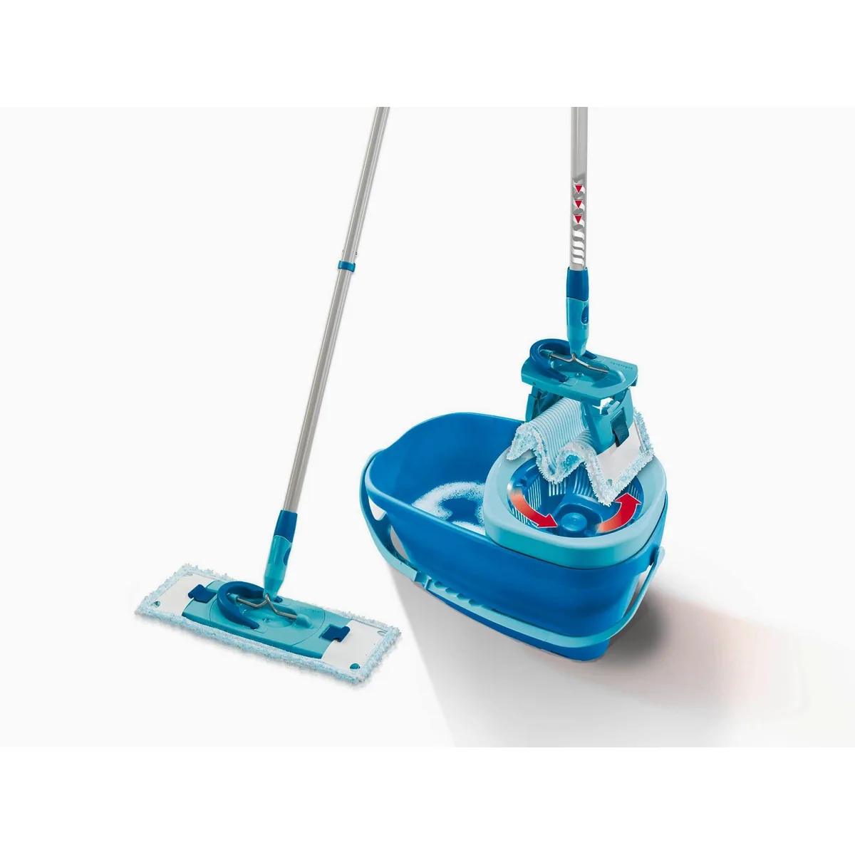 Leifheit Clean Twist M Ergo Wischmopp Set, 4-teilig, längenverstellbar, 360° Gelenk