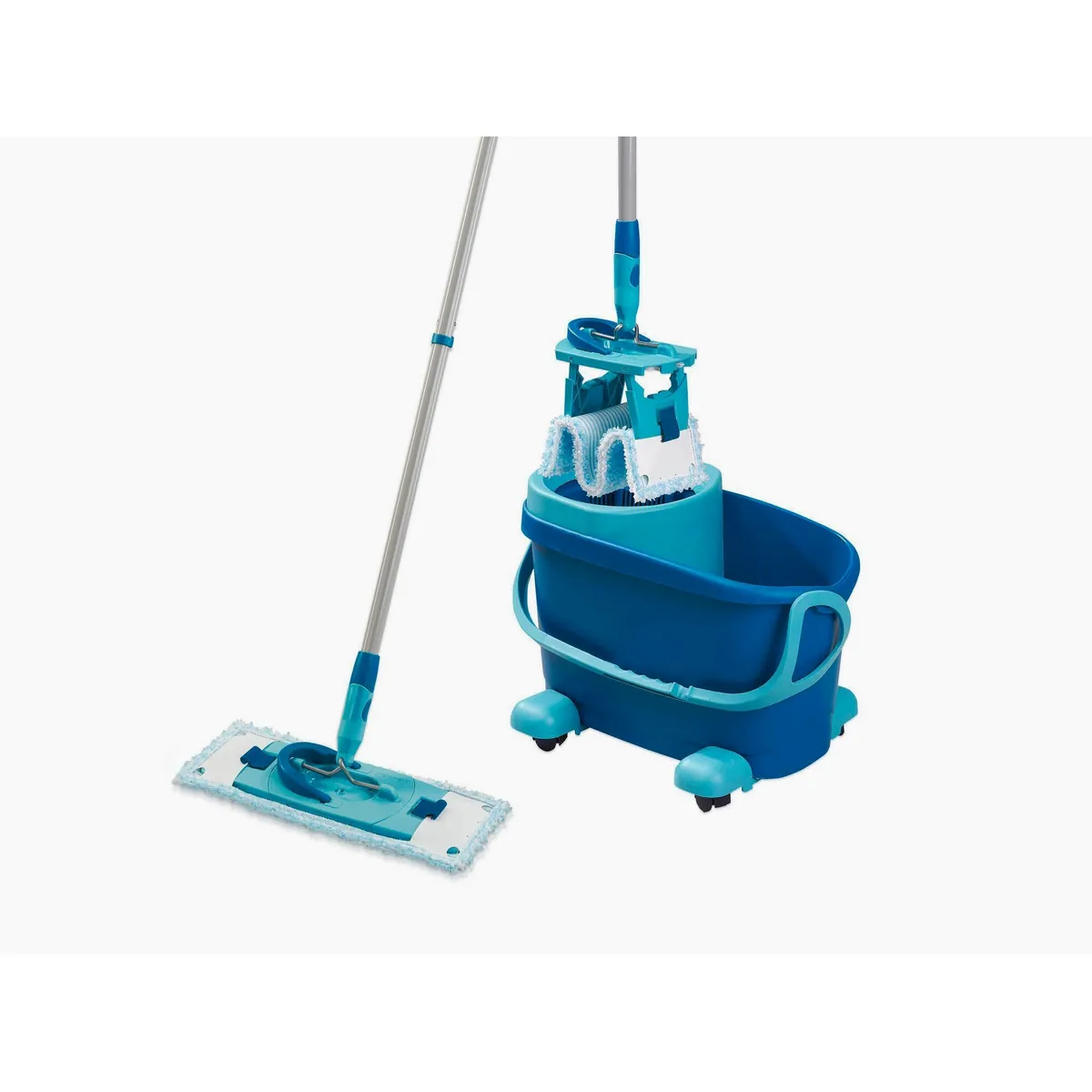 Leifheit Wischmopp Set CLEAN TWIST M Ergo Mobile, ausgeklügelte Drill-Stiel-Mechanik, verstellbare Länge