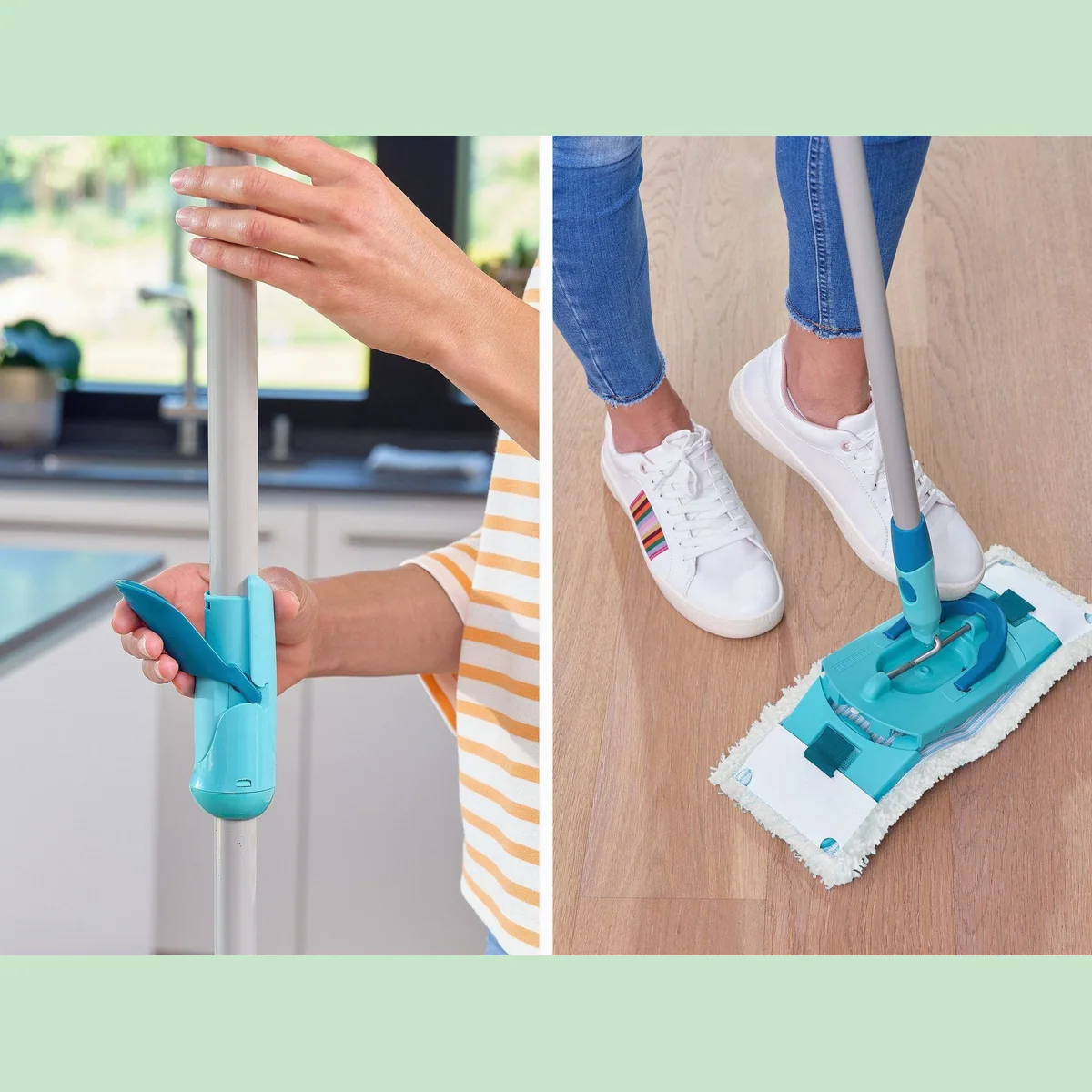 Leifheit CLEAN TWIST M Ergo Set, Bodenwischer mit Schleudermechanik und langlebigen Bezügen 5