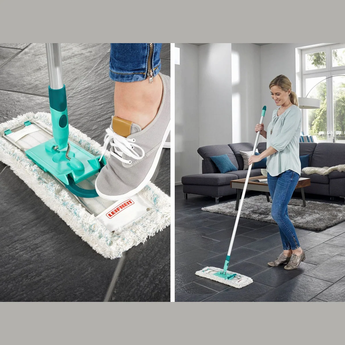 Leifheit Profi XL cotton plus Bodenwischer-Set, 360° Drehgelenk, Teleskopstiel 4