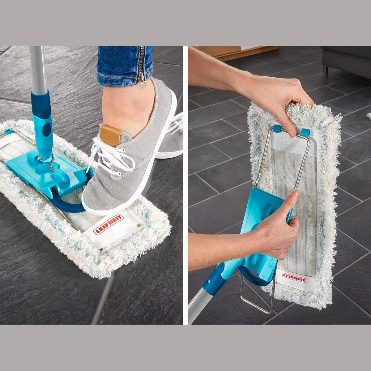Leifheit Profi XL cotton plus Wischmopp, effektive Reinigung, waschbar, ergonomisches Click-System 5