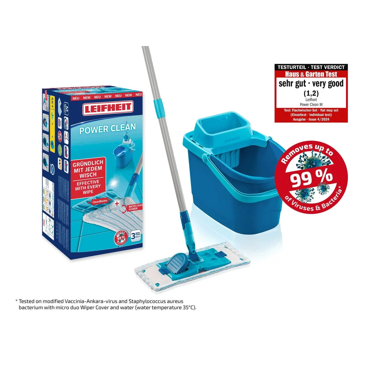 Leifheit Wischmopp Set POWER CLEAN, 5-teilig, 33 cm Wischbreite, 148 cm Arbeitslänge 2