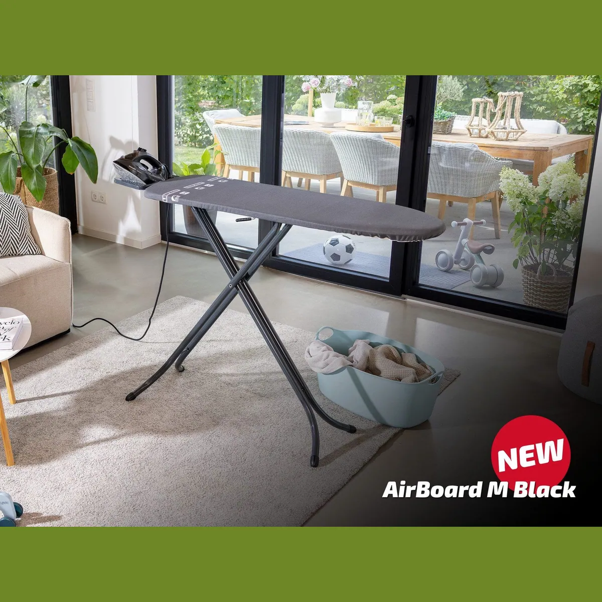 Leifheit Air Board M Black Bügeltisch, innovativer Zwei-Seiten-Bügeleffekt, höhenverstellbar von 78 bis 98 cm 3