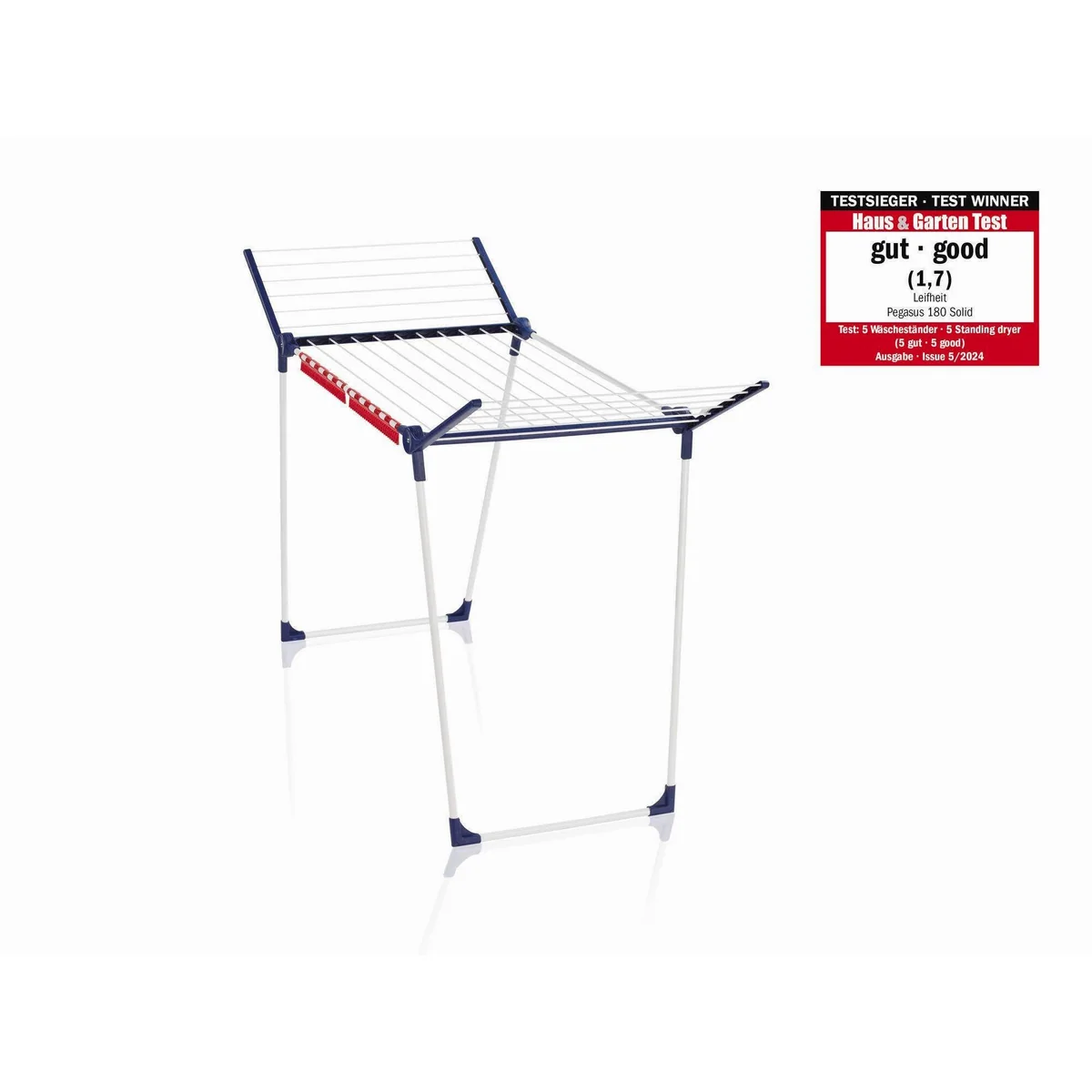 Leifheit Pegasus 180 Solid Wäscheständer, 18m Trockenlänge, stabiler Stand, praktische Kleinteilehalter 2