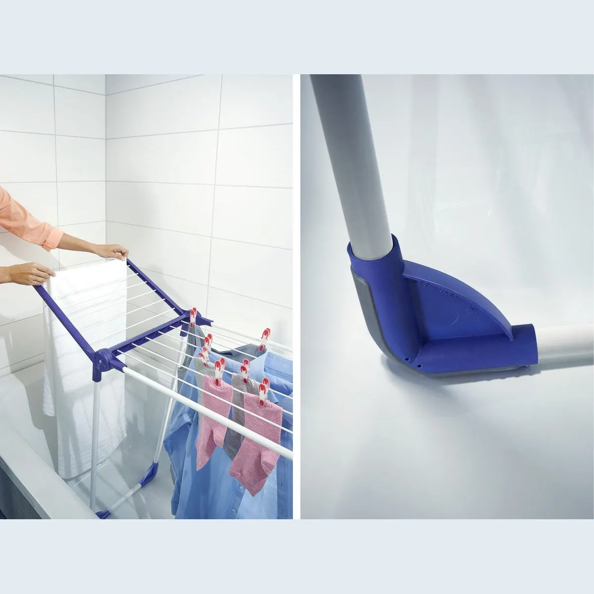 Leifheit Pegasus 120 Solid Bath, 12 m Trockenlänge, platzsparend für Badewannen 3