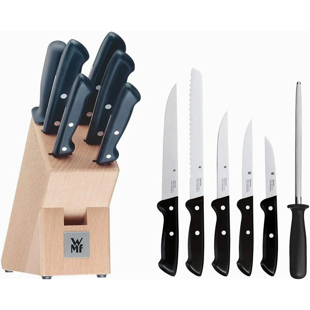 WMF Classic Line Messerblock, 7-teilig, Spezialklingenstahl — praktische Aufbewahrung, Vielfalt in der Küche, scharfe Klingen 2