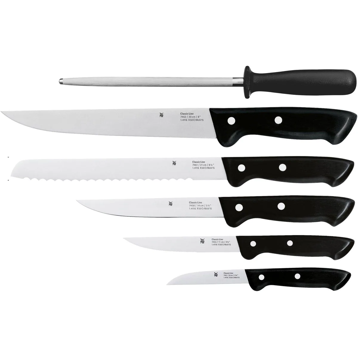 WMF Classic Line Messerblock, 7-teilig, Spezialklingenstahl — praktische Aufbewahrung, Vielfalt in der Küche, scharfe Klingen 3