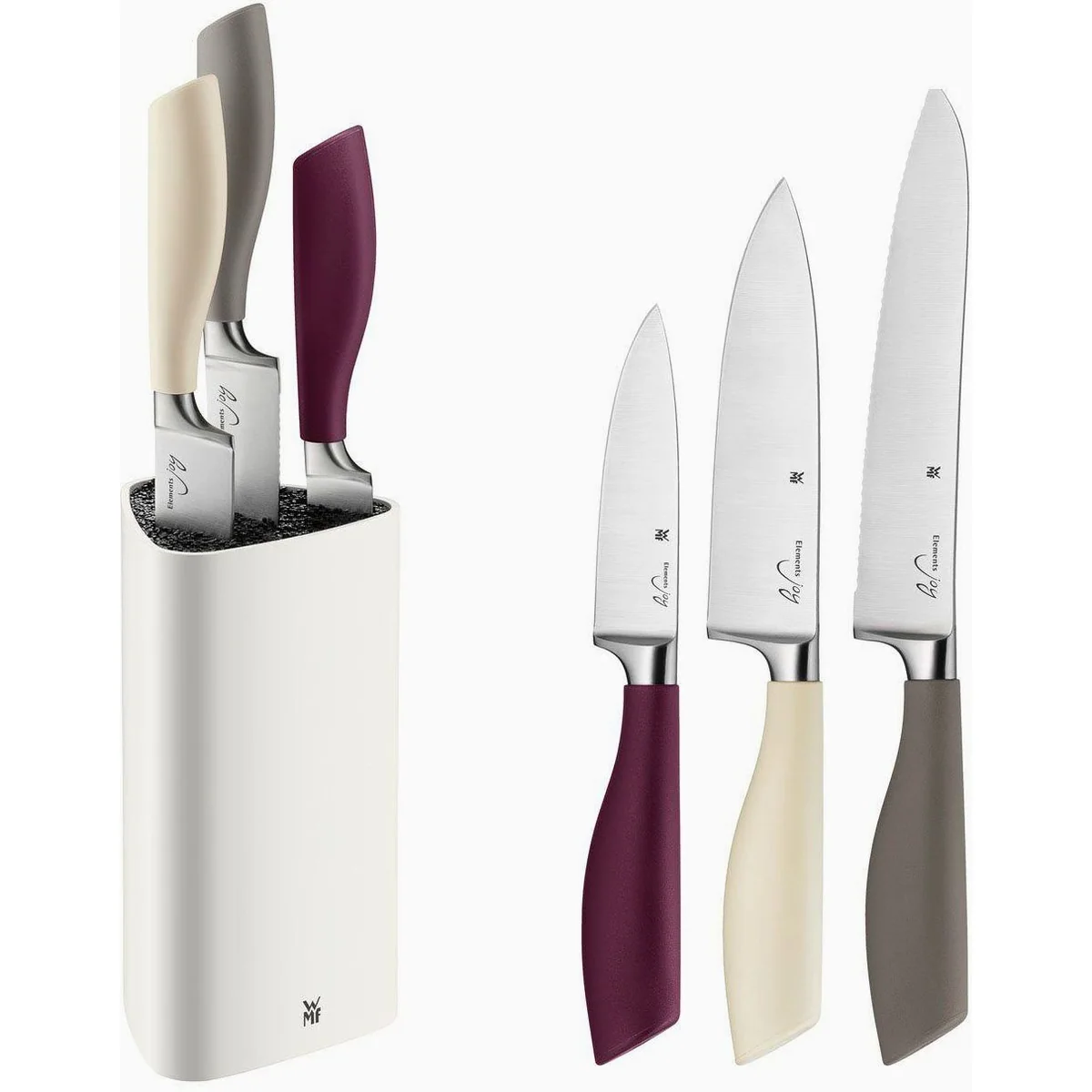 WMF Elements Joy Messerblock, vierteiliges Set mit farbigen Griffen und modernem Design