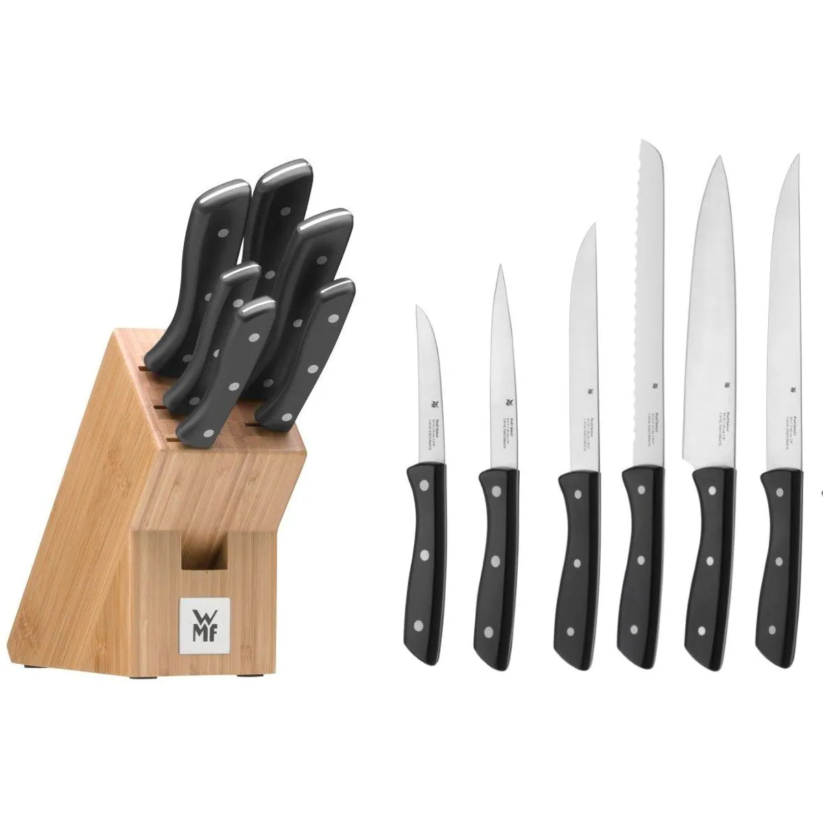 WMF Profi Select Messerblock, 7-teilig, edles Design aus Bambus — rostfreier Spezialklingenstahl 4