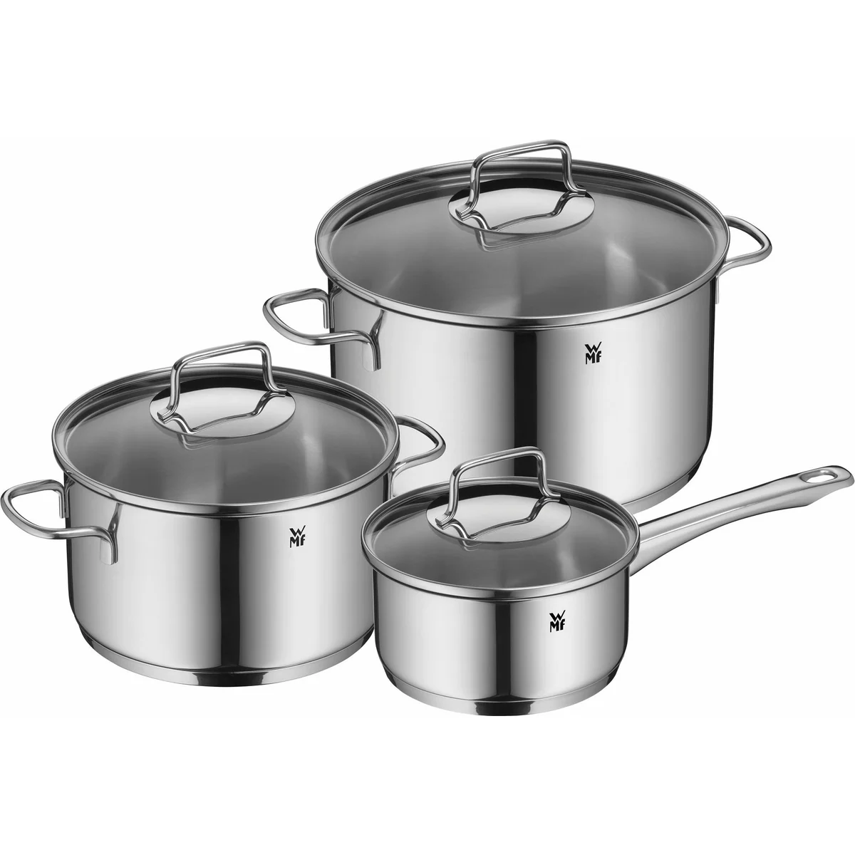 WMF Astoria Topf-Set, Induktionsgeeignet, Glasdeckel, Cromargan Edelstahl — 3-teilig, elegant & funktional