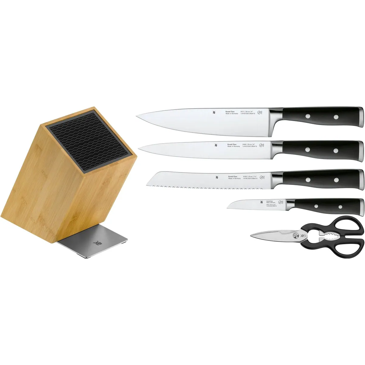 WMF Grand Class Messerblock, 6-teilig, handgeschmiedete Klingen — FlexTec Aufbewahrung, ergonomische Griffe, exzellente Schärfe 2