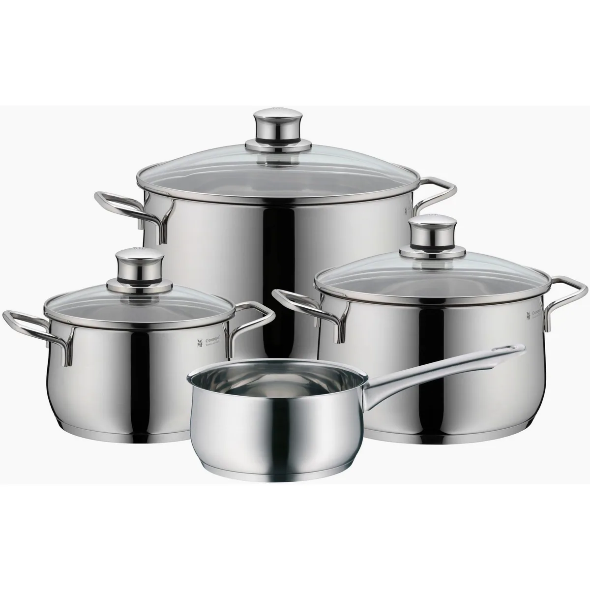 WMF Diadem Plus Topf-Set, 4-teilig, stilvolles Design, TransTherm-Boden