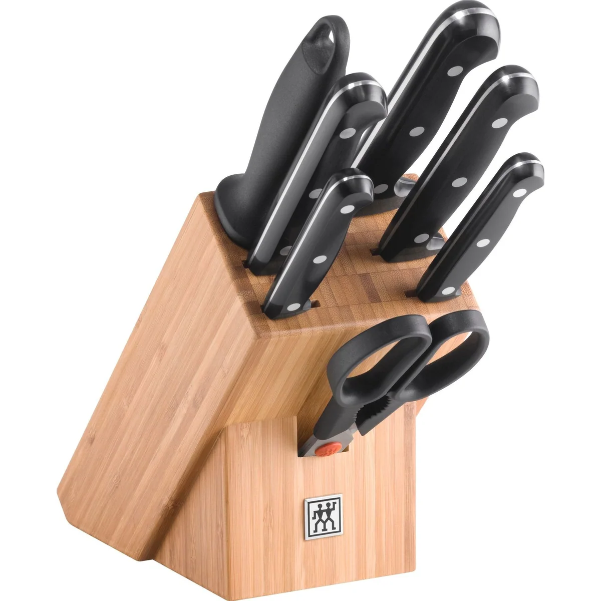 Zwilling TWIN Chef 2 Messerblock, 5 hochwertige Messer + Schere + Wetzstahl — edles Bambusholz, FRIODUR Klingen