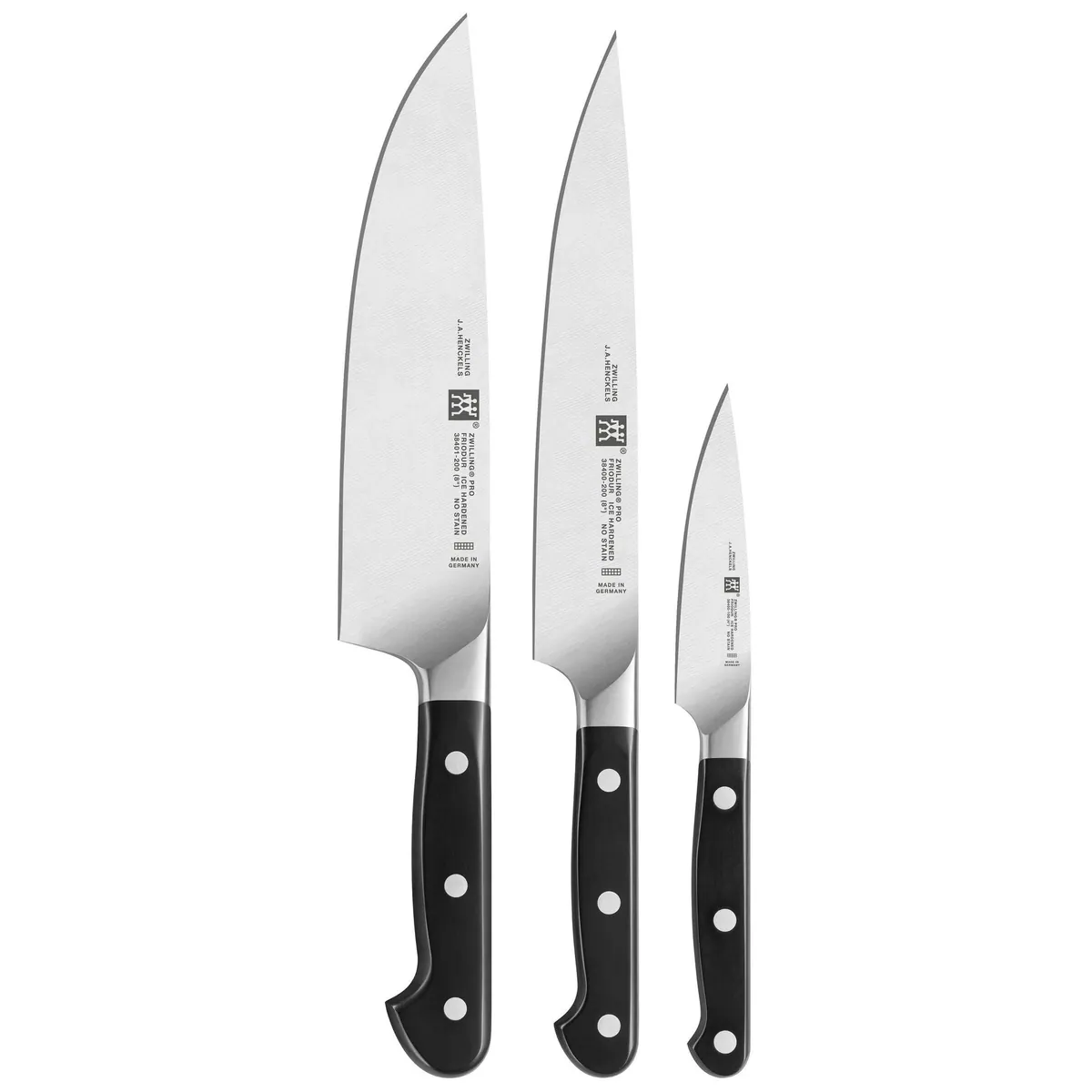 Zwilling Pro Messer-Set, 3-teilig, geschmiedete Edelstahlklingen — präzise, ergonomisch, langlebig