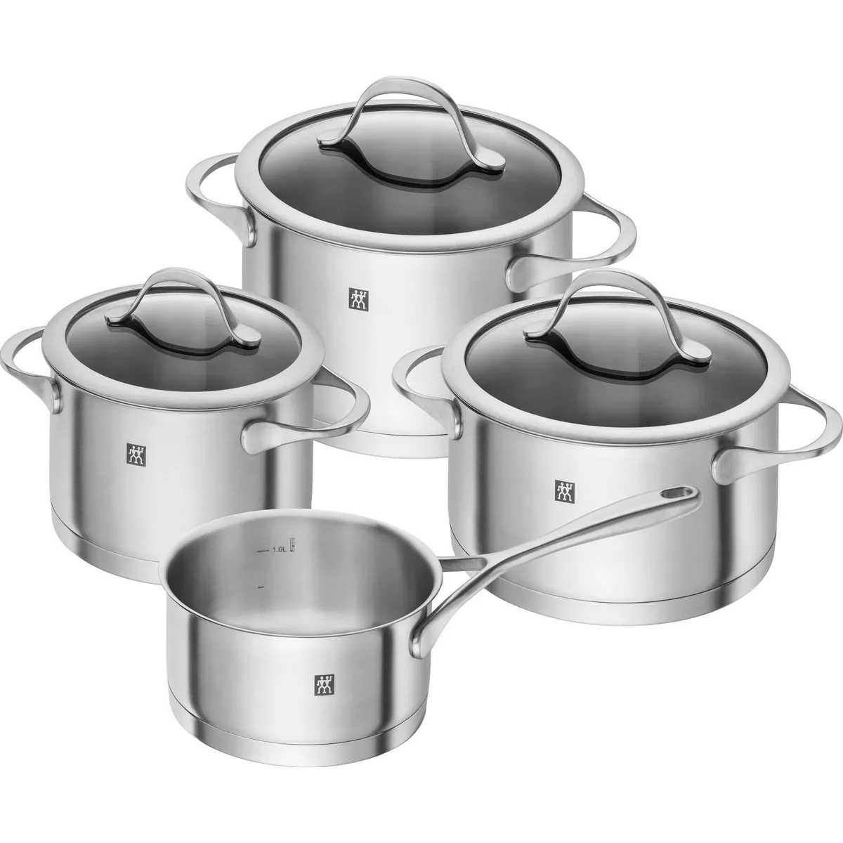 Zwilling Topf-Set Essence, 7-teilig, Edelstahl 18/10 — optimale Wärmeverteilung, Füllskala, ergonomische Griffe