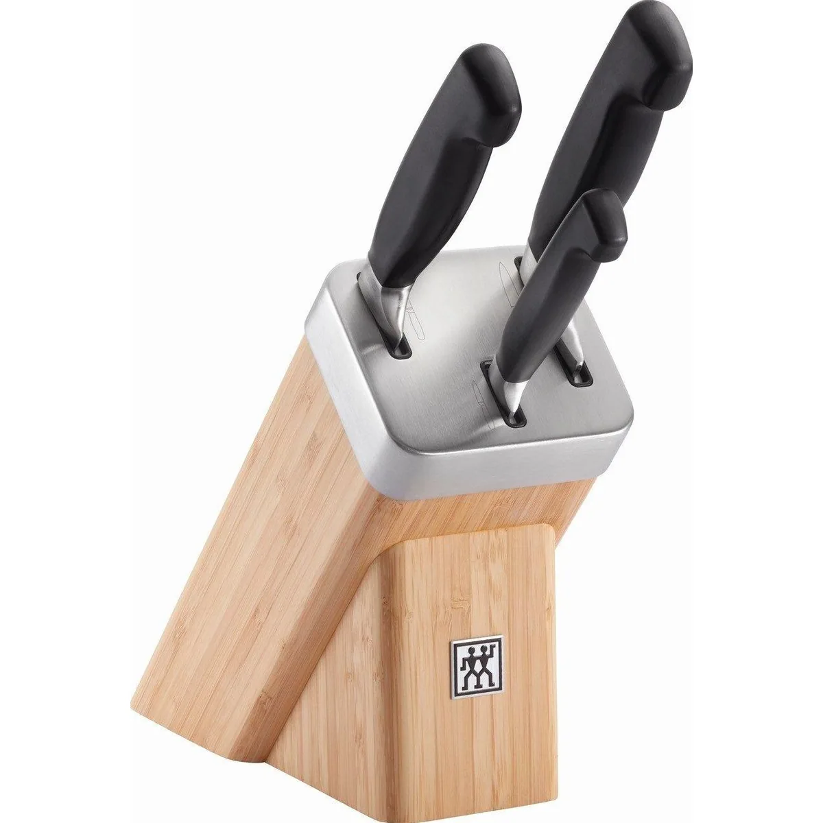Zwilling Vier Sterne Messerblock, selbstschärfender Mechanismus, 4-teilig, aus Bambus