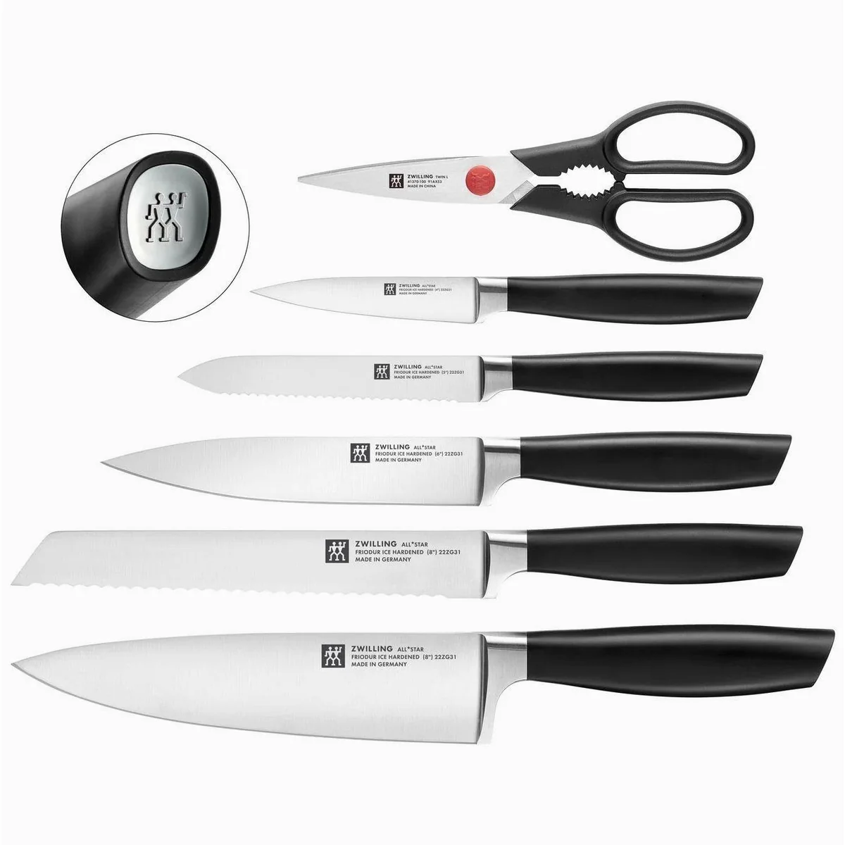 Zwilling All*Star Messerblockset 7-tlg, integrierter Schleifservice, ergonomische Griffe — anthrazit, eisgehärtete Klingen 2