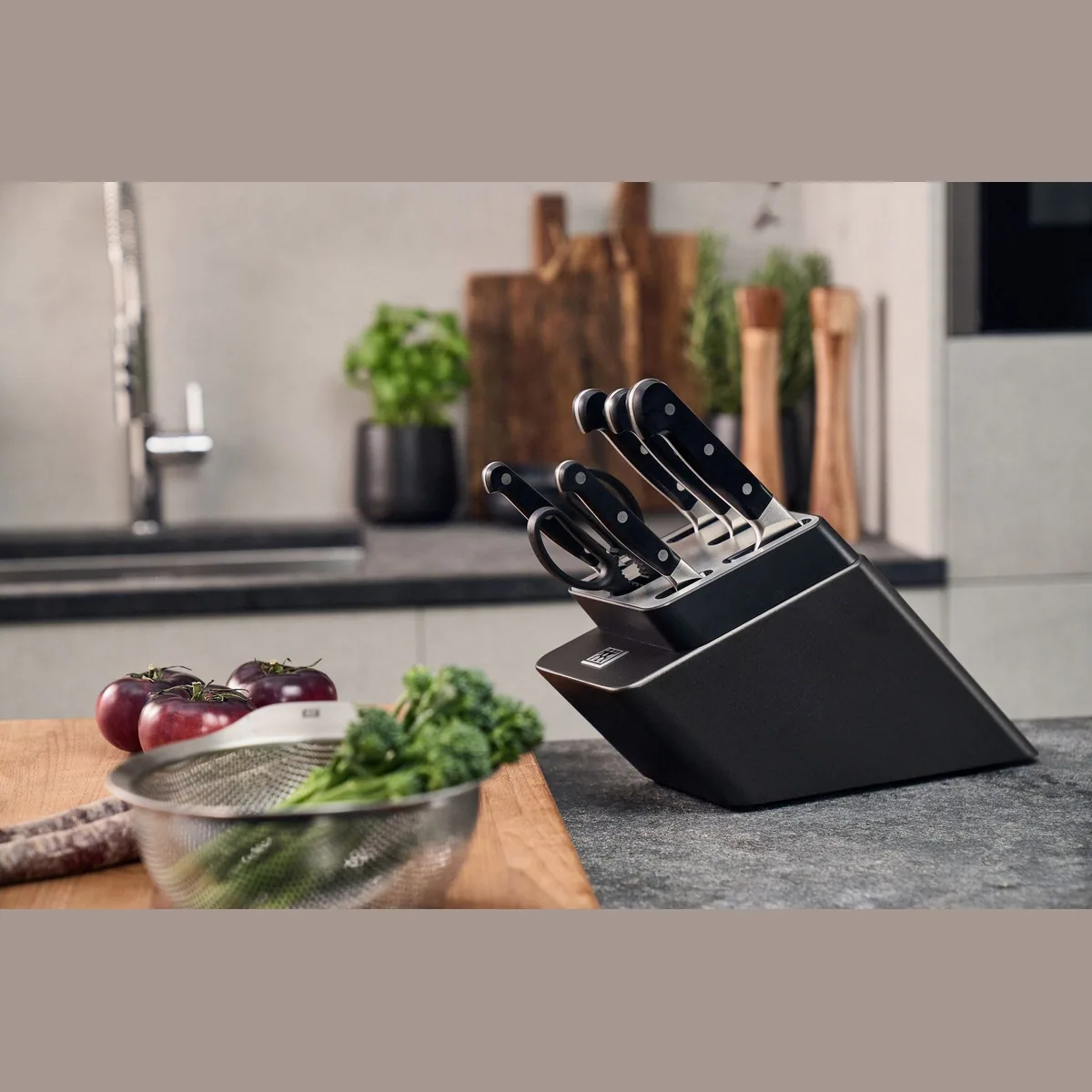 Zwilling Pro Messerblock, selbstschärfend, Made in Germany — 5 hochwertige Messer, TWIN L Schere, KIS-Technologie 2